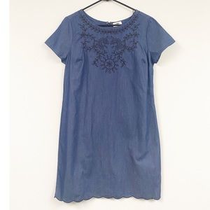 Old Navy Jean Dress with Black Embroidery